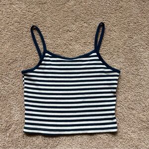 Cropped Blue and White Tank Top
